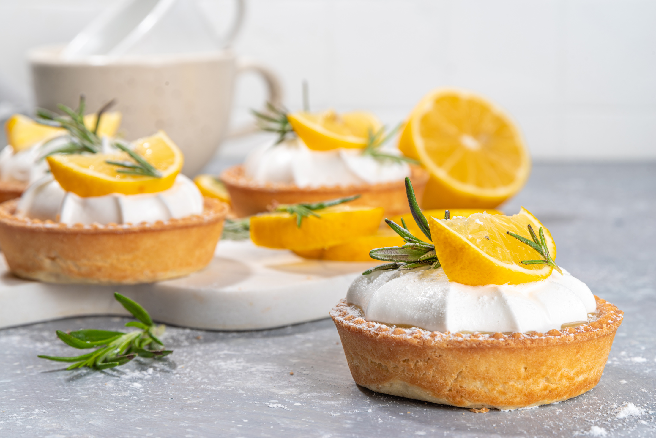 Christmas lemon rosemary mini tart