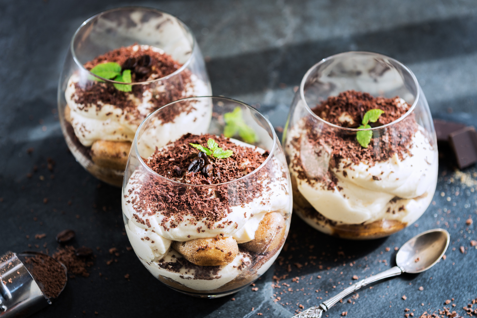 Traditional Italian dessert Tiramisu in a Glass Jar